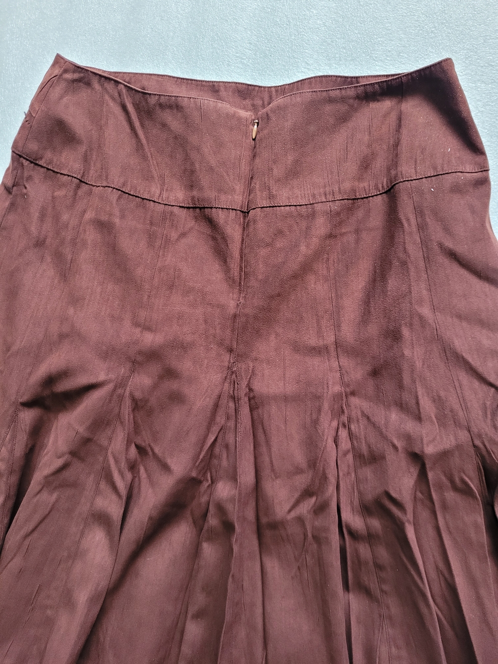 Vintage Faux Suede A-line Midi Skirt Gored Flared Chocolate Brown Size 10 - Picture 9 of 13